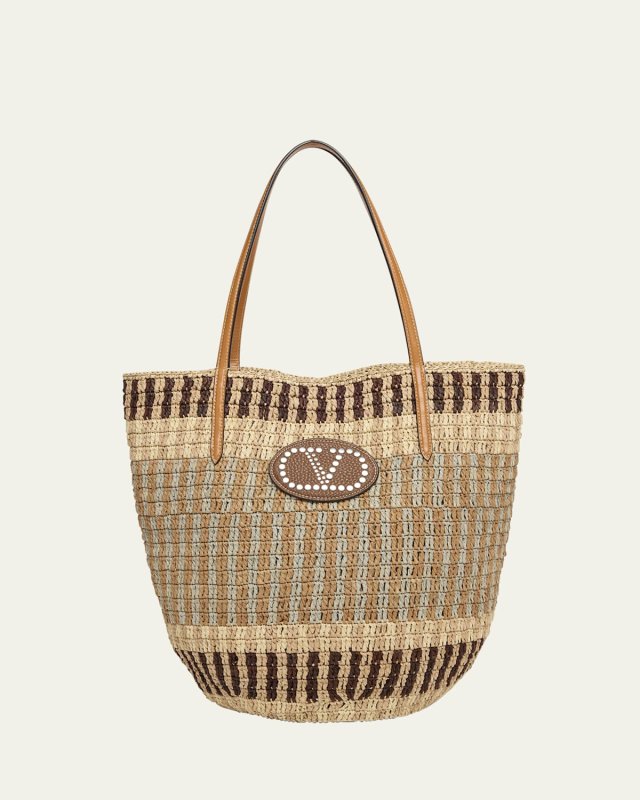 VLOGO Signature Crochet Straw Tote Bag
